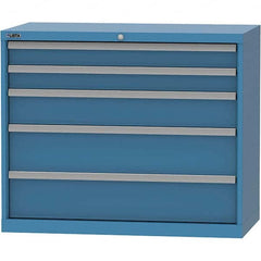 LISTA - 5 Drawer, 84 Compartment Bright Blue Steel Modular Storage Cabinet - Exact Industrial Supply