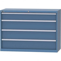 LISTA - 4 Drawer, 99 Compartment Bright Blue Steel Modular Storage Cabinet - Exact Industrial Supply