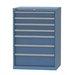 LISTA - 7 Drawer, 124 Compartment Bright Blue Steel Modular Storage Cabinet - Exact Industrial Supply