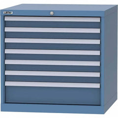 LISTA - 7 Drawer, 45 Compartment Bright Blue Steel Modular Storage Cabinet - Exact Industrial Supply