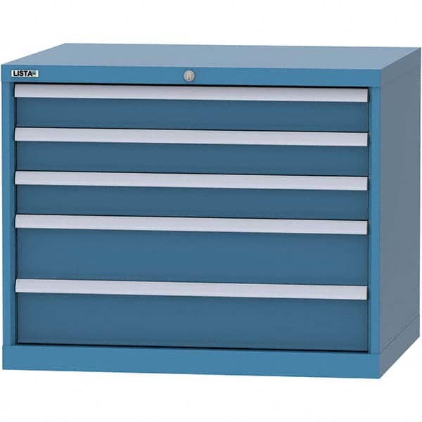 LISTA - 5 Drawer, 84 Compartment Bright Blue Steel Modular Storage Cabinet - Exact Industrial Supply