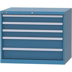 LISTA - 5 Drawer, 84 Compartment Bright Blue Steel Modular Storage Cabinet - Exact Industrial Supply