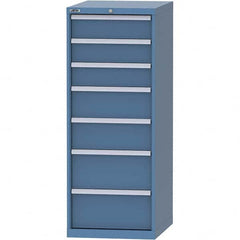 LISTA - 7 Drawer, 99 Compartment Bright Blue Steel Modular Storage Cabinet - Exact Industrial Supply