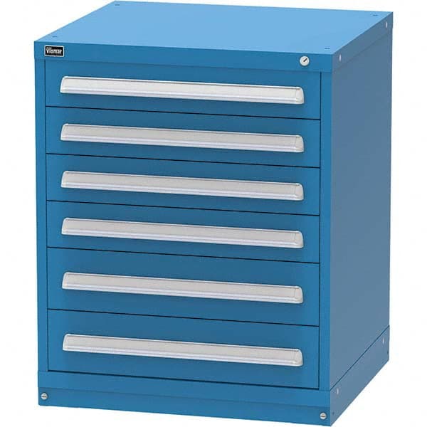 Vidmar - 6 Drawer, 344 Compartment Bright Blue Steel Modular Storage Cabinet - Exact Industrial Supply