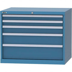 LISTA - 5 Drawer, 84 Compartment Bright Blue Steel Modular Storage Cabinet - Exact Industrial Supply