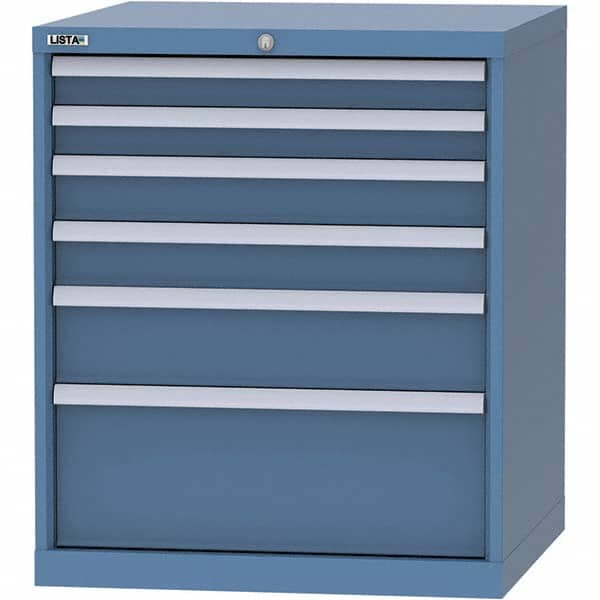 LISTA - 6 Drawer, 45 Compartment Bright Blue Steel Modular Storage Cabinet - Exact Industrial Supply