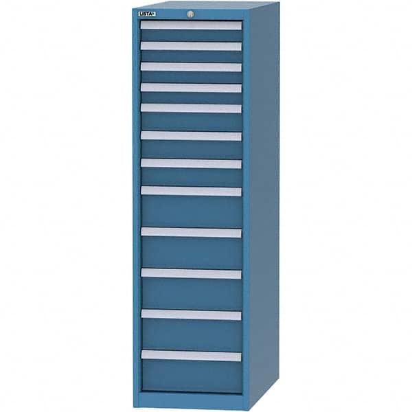 LISTA - 12 Drawer, 45 Compartment Bright Blue Steel Modular Storage Cabinet - Exact Industrial Supply