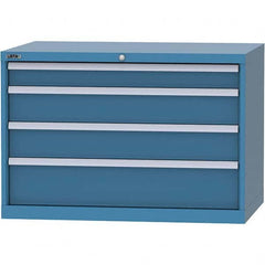 LISTA - 4 Drawer, 84 Compartment Bright Blue Steel Modular Storage Cabinet - Exact Industrial Supply