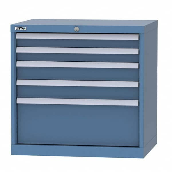 LISTA - 5 Drawer, 124 Compartment Bright Blue Steel Modular Storage Cabinet - Exact Industrial Supply