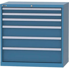 LISTA - 6 Drawer, 84 Compartment Bright Blue Steel Modular Storage Cabinet - Exact Industrial Supply