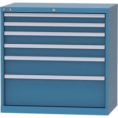 LISTA - 6 Drawer, 84 Compartment Bright Blue Steel Modular Storage Cabinet - Exact Industrial Supply