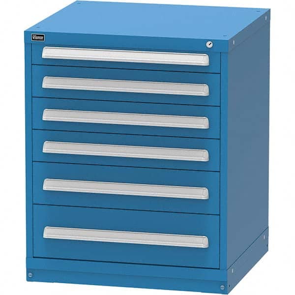 Vidmar - 6 Drawer Bright Blue Steel Modular Storage Cabinet - Exact Industrial Supply