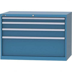 LISTA - 4 Drawer, 84 Compartment Bright Blue Steel Modular Storage Cabinet - Exact Industrial Supply