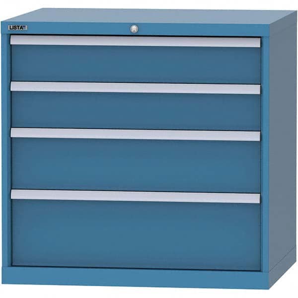 LISTA - 4 Drawer, 84 Compartment Bright Blue Steel Modular Storage Cabinet - Exact Industrial Supply