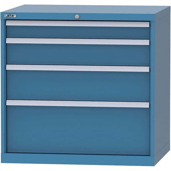 LISTA - 4 Drawer, 84 Compartment Bright Blue Steel Modular Storage Cabinet - Exact Industrial Supply