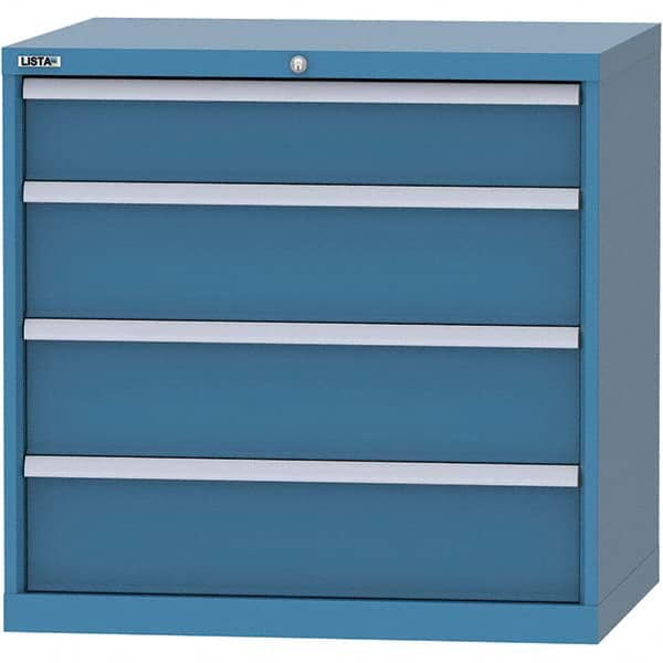 LISTA - 4 Drawer, 84 Compartment Bright Blue Steel Modular Storage Cabinet - Exact Industrial Supply