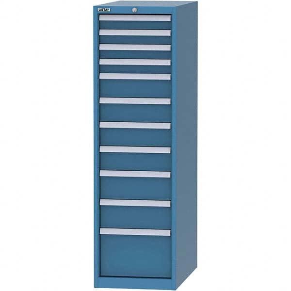 LISTA - 11 Drawer, 45 Compartment Bright Blue Steel Modular Storage Cabinet - Exact Industrial Supply