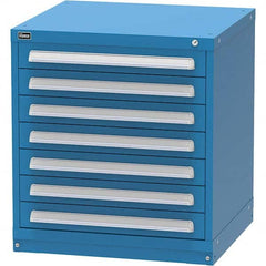 Vidmar - 7 Drawer Bright Blue Steel Modular Storage Cabinet - Exact Industrial Supply