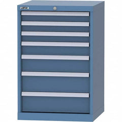 LISTA - 7 Drawer, 84 Compartment Bright Blue Steel Modular Storage Cabinet - Exact Industrial Supply