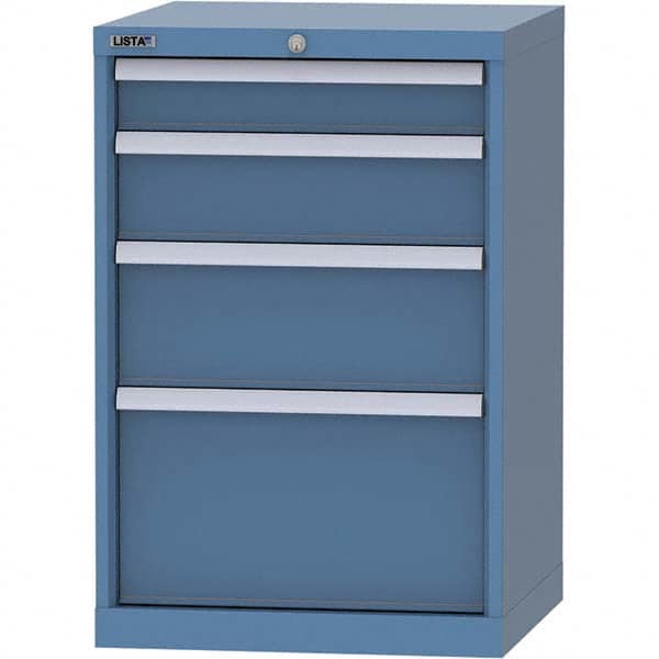 LISTA - 4 Drawer, 84 Compartment Bright Blue Steel Modular Storage Cabinet - Exact Industrial Supply