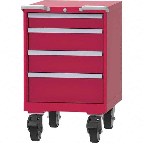 LISTA - 4 Drawer, 99 Compartment Red Steel Modular Storage Cabinet - Exact Industrial Supply