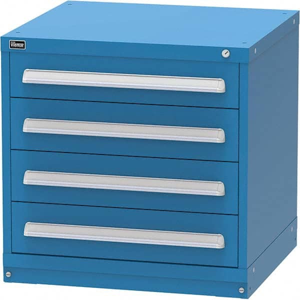 Vidmar - 4 Drawer, 344 Compartment Bright Blue Steel Modular Storage Cabinet - Exact Industrial Supply