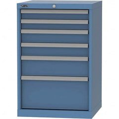 LISTA - 6 Drawer, 84 Compartment Bright Blue Steel Modular Storage Cabinet - Exact Industrial Supply