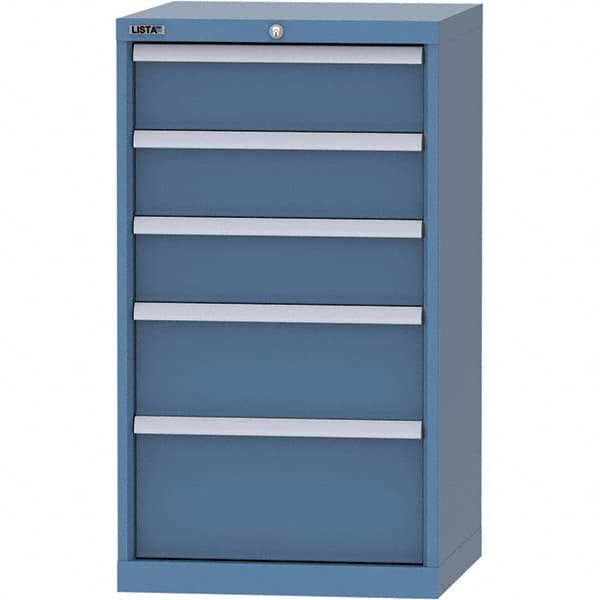 LISTA - 5 Drawer, 84 Compartment Bright Blue Steel Modular Storage Cabinet - Exact Industrial Supply