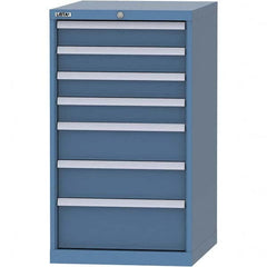 LISTA - 7 Drawer, 99 Compartment Bright Blue Steel Modular Storage Cabinet - Exact Industrial Supply