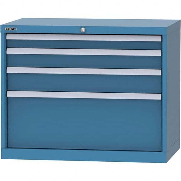 LISTA - 4 Drawer, 84 Compartment Bright Blue Steel Modular Storage Cabinet - Exact Industrial Supply