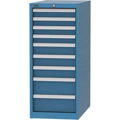 LISTA - 9 Drawer, 45 Compartment Bright Blue Steel Modular Storage Cabinet - Exact Industrial Supply