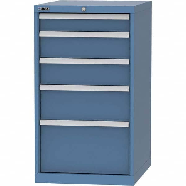 LISTA - 5 Drawer, 99 Compartment Bright Blue Steel Modular Storage Cabinet - Exact Industrial Supply