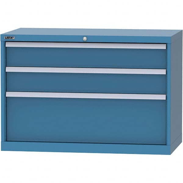 LISTA - 3 Drawer, 84 Compartment Bright Blue Steel Modular Storage Cabinet - Exact Industrial Supply