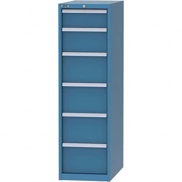 LISTA - 6 Drawer, 45 Compartment Bright Blue Steel Modular Storage Cabinet - Exact Industrial Supply