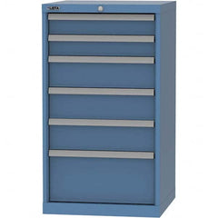 LISTA - 6 Drawer, 84 Compartment Bright Blue Steel Modular Storage Cabinet - Exact Industrial Supply