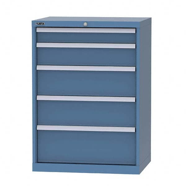 LISTA - 5 Drawer, 124 Compartment Bright Blue Steel Modular Storage Cabinet - Exact Industrial Supply