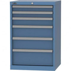 LISTA - 6 Drawer, 84 Compartment Bright Blue Steel Modular Storage Cabinet - Exact Industrial Supply