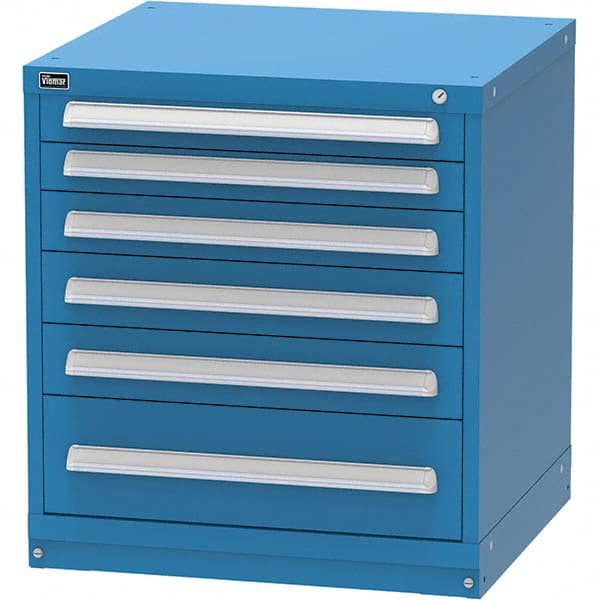 Vidmar - 6 Drawer Bright Blue Steel Modular Storage Cabinet - Exact Industrial Supply