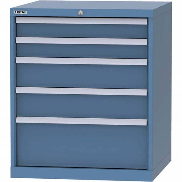 LISTA - 5 Drawer, 45 Compartment Bright Blue Steel Modular Storage Cabinet - Exact Industrial Supply