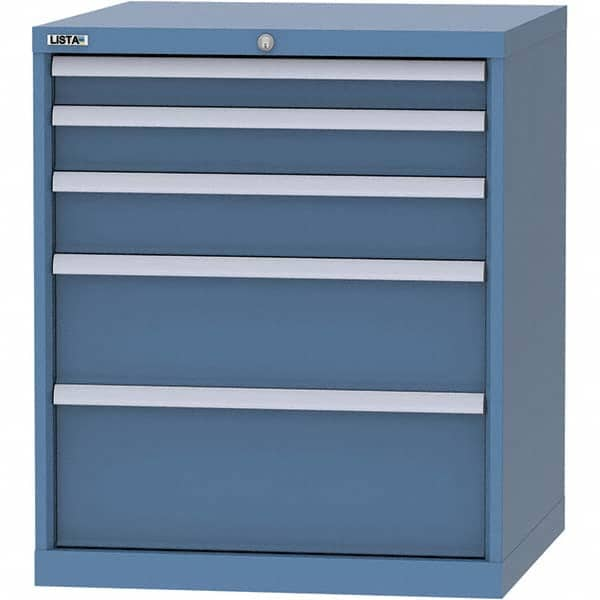 LISTA - 5 Drawer, 45 Compartment Bright Blue Steel Modular Storage Cabinet - Exact Industrial Supply