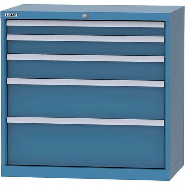 LISTA - 5 Drawer, 84 Compartment Bright Blue Steel Modular Storage Cabinet - Exact Industrial Supply