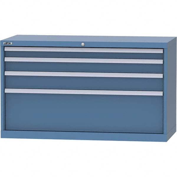 LISTA - 4 Drawer, 99 Compartment Bright Blue Steel Modular Storage Cabinet - Exact Industrial Supply