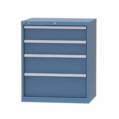 LISTA - 7 Drawer, 124 Compartment Bright Blue Steel Modular Storage Cabinet - Exact Industrial Supply