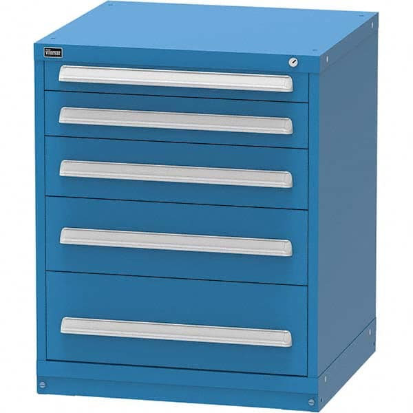 Vidmar - 5 Drawer, 344 Compartment Bright Blue Steel Modular Storage Cabinet - Exact Industrial Supply