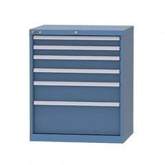 LISTA - 6 Drawer, 124 Compartment Bright Blue Steel Modular Storage Cabinet - Exact Industrial Supply