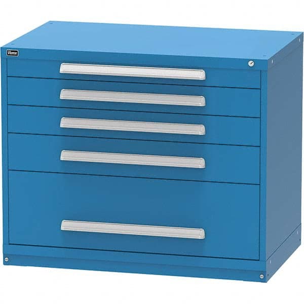 Vidmar - 5 Drawer, 344 Compartment Bright Blue Steel Modular Storage Cabinet - Exact Industrial Supply