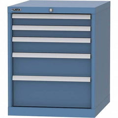 LISTA - 5 Drawer, 99 Compartment Bright Blue Steel Modular Storage Cabinet - Exact Industrial Supply