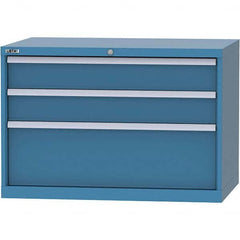 LISTA - 3 Drawer, 84 Compartment Bright Blue Steel Modular Storage Cabinet - Exact Industrial Supply