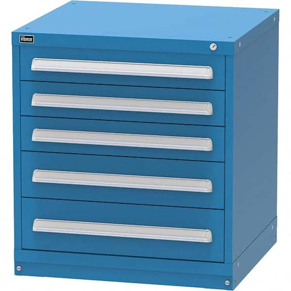 Vidmar - 5 Drawer, 344 Compartment Bright Blue Steel Modular Storage Cabinet - Exact Industrial Supply