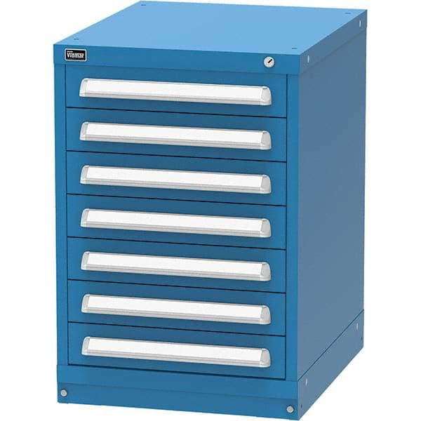 Vidmar - 7 Drawer, 45 Compartment Bright Blue Steel Modular Storage Cabinet - Exact Industrial Supply